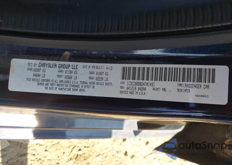 2013 Chrysler 200 Touring из США, поврежденный, VIN 1C3CCBBB8DN701431